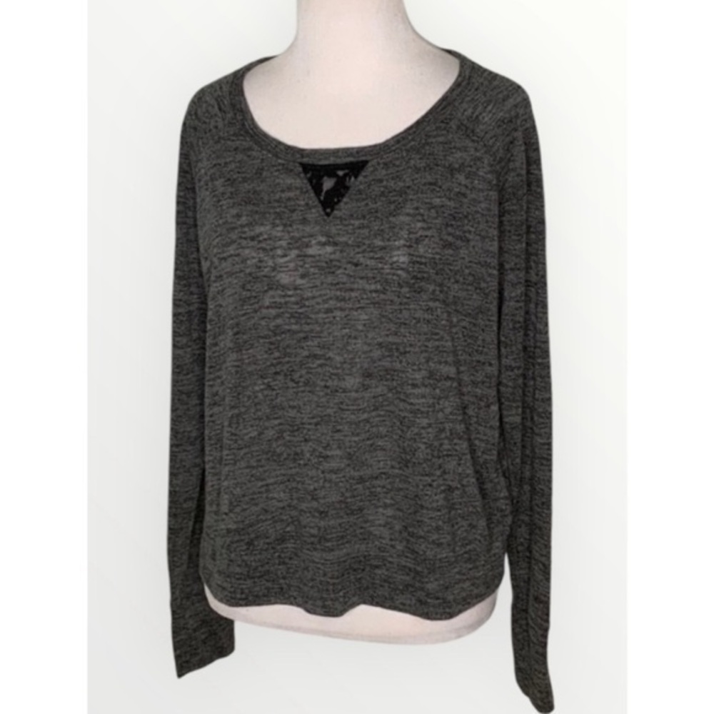 Victoria Secret Gray Heather Cropped Sweatshirt Lace Detail SP